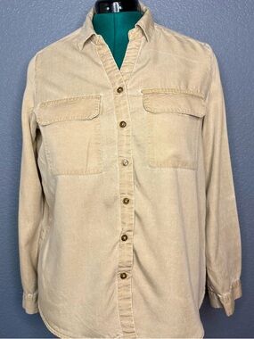 Jane and Delancey Beige Utility Shirt Women’s M Button Down Lightweight Top